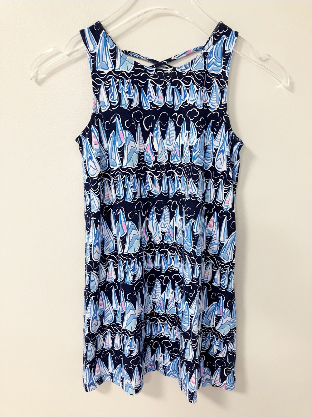 Lilly Pulitzer | Blue Mini Kristen Sailboat Print Dress Preppy Tropical Resort
